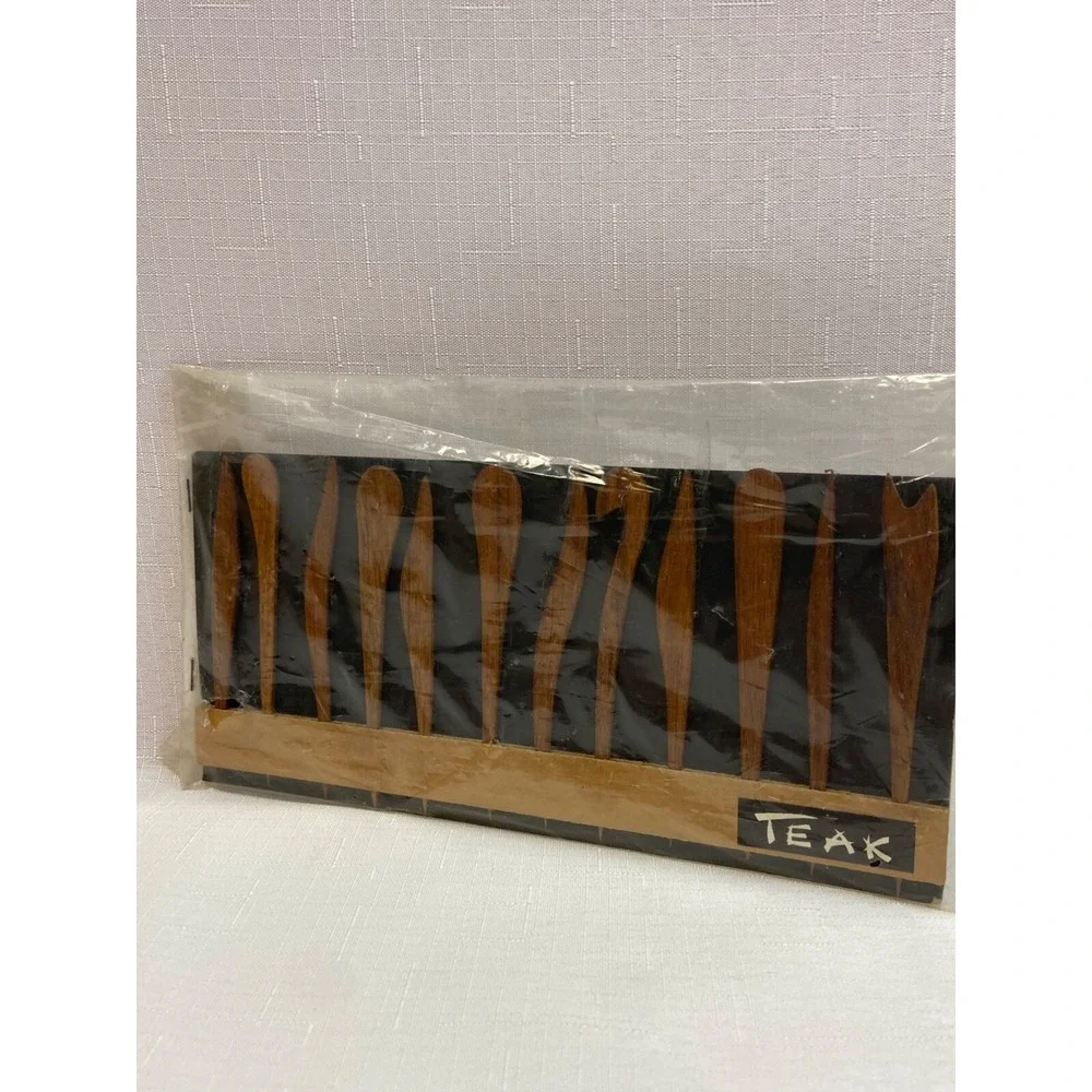 Vintage Teak Wood Utensil Set Japan Mid Century Modern‎ Flatware New in Package